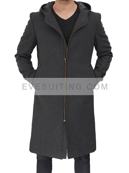 Hooded Wool Trench Coat