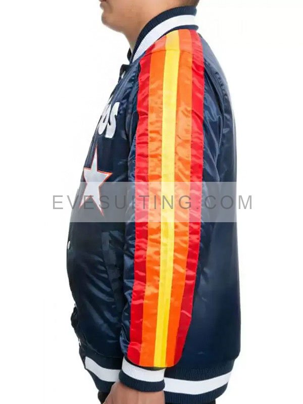 Houston Astros Blue Satin Bomber Jacket