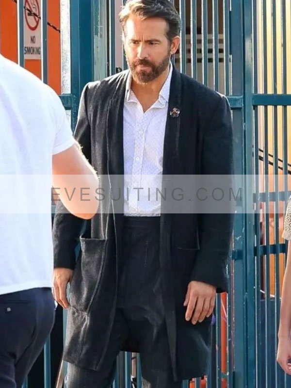 IF 2024 Ryan Reynolds Black Trench Coat