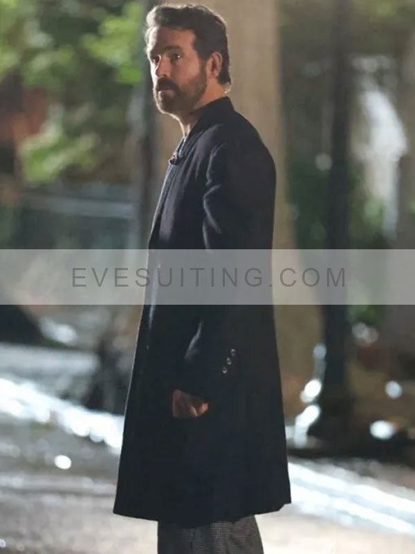 IF 2024 Ryan Reynolds Black Wool Trench Coat