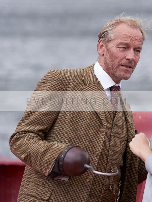 Iain Glen Houndstooth Print Film The Lost Girls Hook Brown Blazer