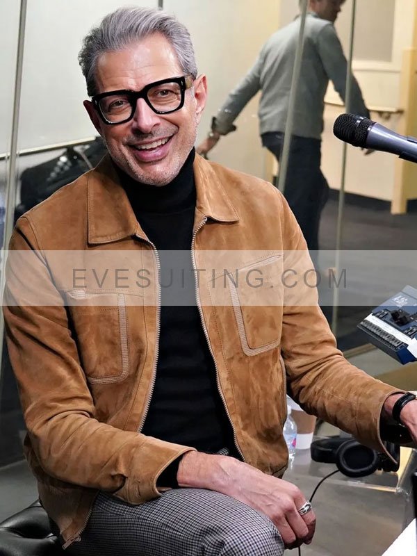 Ian Malcolm Jurassic World Dominion 2022 Jeff Goldblum Brown Suede Jacket