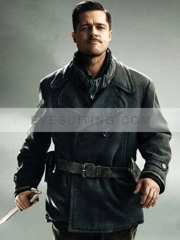 Inglourious Basterds Brad Pitt Black Wool Coat