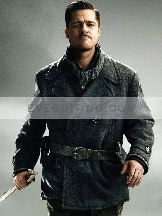 Inglourious Basterds Brad Pitt Black Wool Coat
