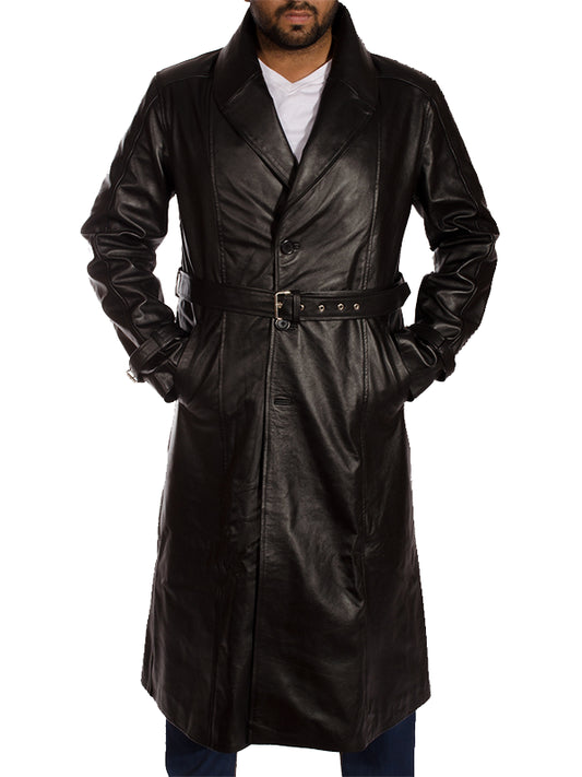 Jackson Black Leather Trench Coat