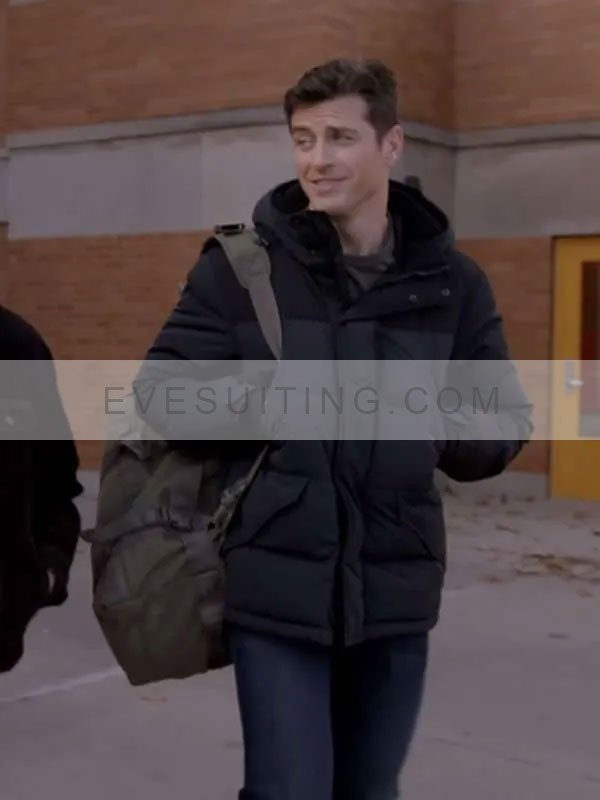 Jake Lockett Chicago Fire Season 12 Sam Carver Black Puffer Hooded Jacket