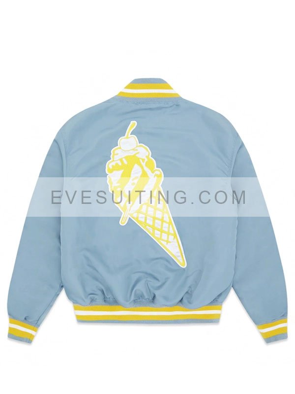 Jalen Hurts Ice Cream Baseball Bomber Varsity Polyester Blue Jacket