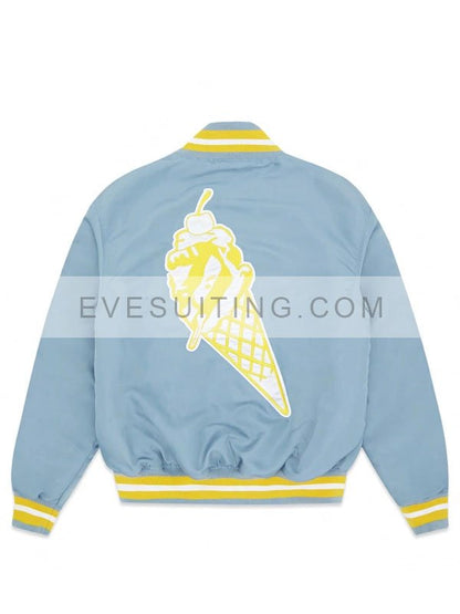 Jalen Hurts Ice Cream Baseball Bomber Varsity Polyester Blue Jacket