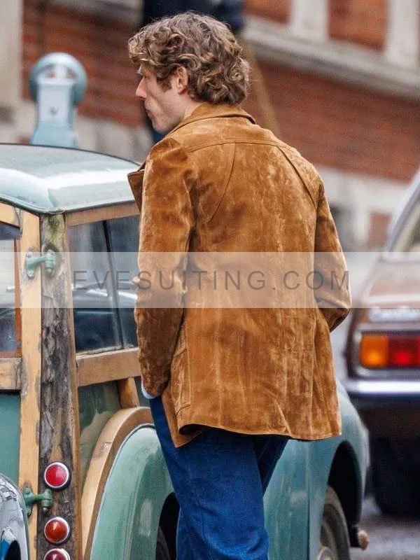 James Norton Bob Marley One Love 2024 Chris Blackwell Suede Brown Coat