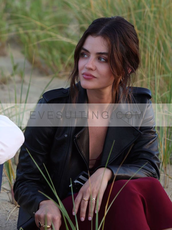 Jane Movie Which Brings Me to You 2024 Lucy Hale Black Leather Biker Jacket