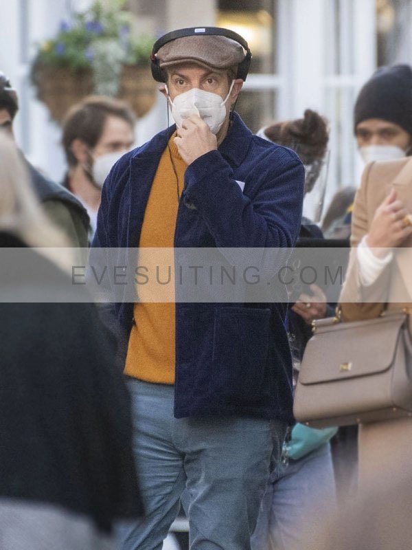 Jason Sudeikis Tv Series Ted Lasso Blue Velvet Jacket