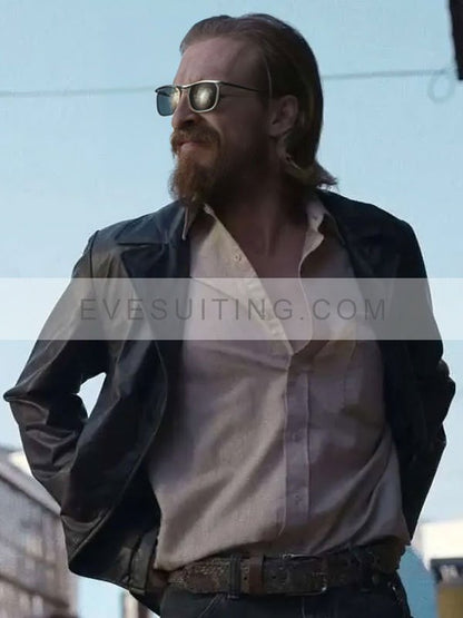 Jasper Movie Hit Man 2024 Austin Amelio Black Leather Jacket