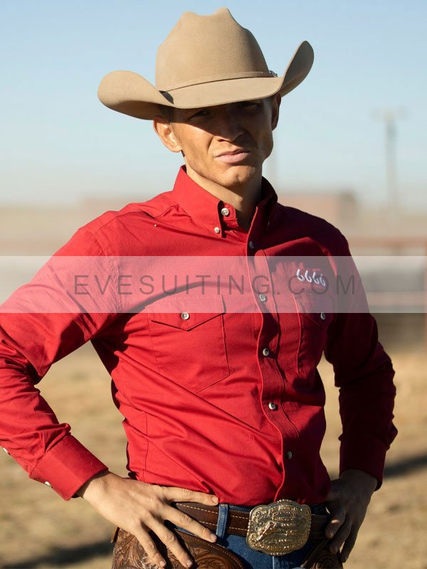 Jefferson White Yellowstone Jimmy Hurdstrom 6666 Red Cotton Shirt