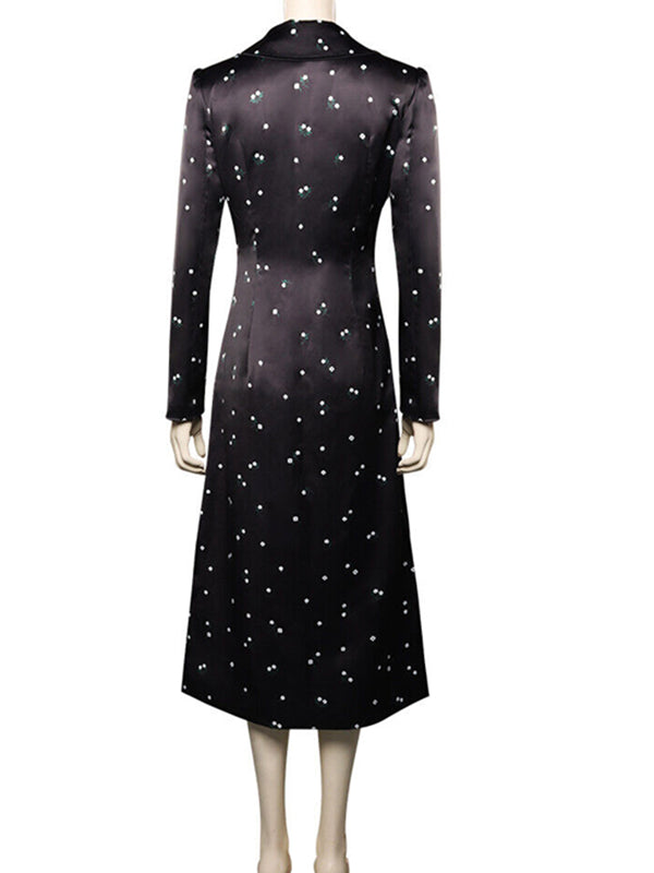 Jenna Ortega Addams Wednesday 2022 Black Floral Dress Coat