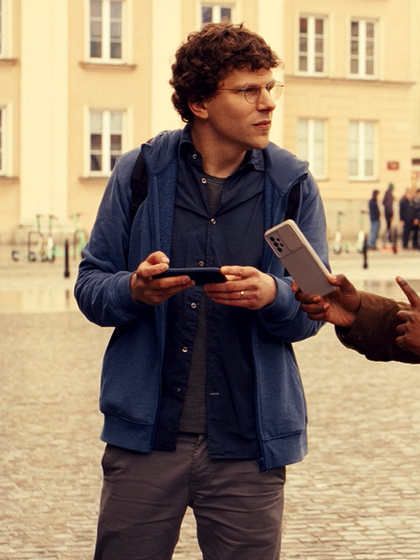 Jesse Eisenberg A Real Pain 2024 Blue Hoodie