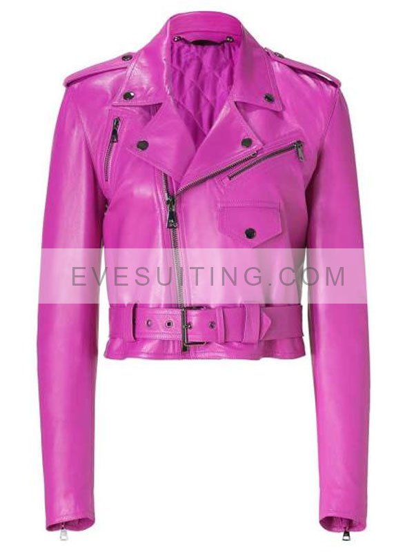 Jessica Alba Pink Leather Jacket