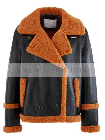 Jessica Black Bomber Sheepskin Shearling Jacket