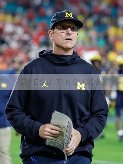 Jim Harbaugh American Football Coach Fleece Hoodie