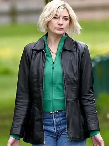 Jodie Whittaker Toxic Town Black Leather Jacket