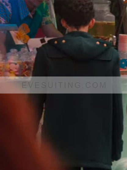 Joe Locke Heartstopper 2022 Charlie Spring Green Duffle Wool Coat