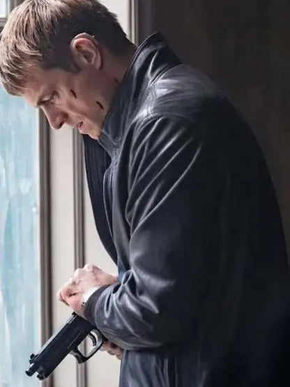 Joel Kinnaman The Silent Hour 2024 Black Leather Jacket