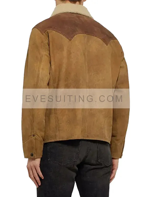 John Dutton TV Series Yellowstone S03 Kevin Costner Shearling Suede Jacket