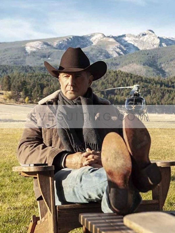 John Dutton Yellowstone Kevin Costner Corduroy Brown Jacket