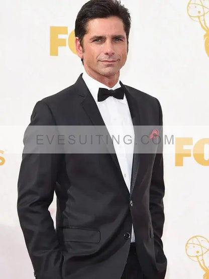 John Stamos Black Slim-Fit Stretch Blazer
