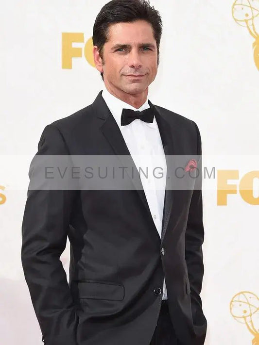 John Stamos Black Slim-Fit Stretch Blazer