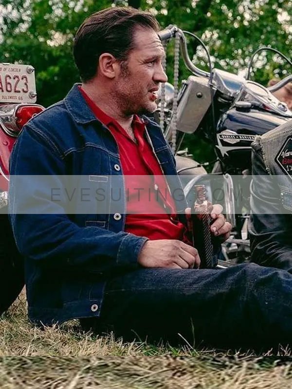 Johnny Movie The Bikeriders 2024 Tom Hardy Blue Denim Jacket