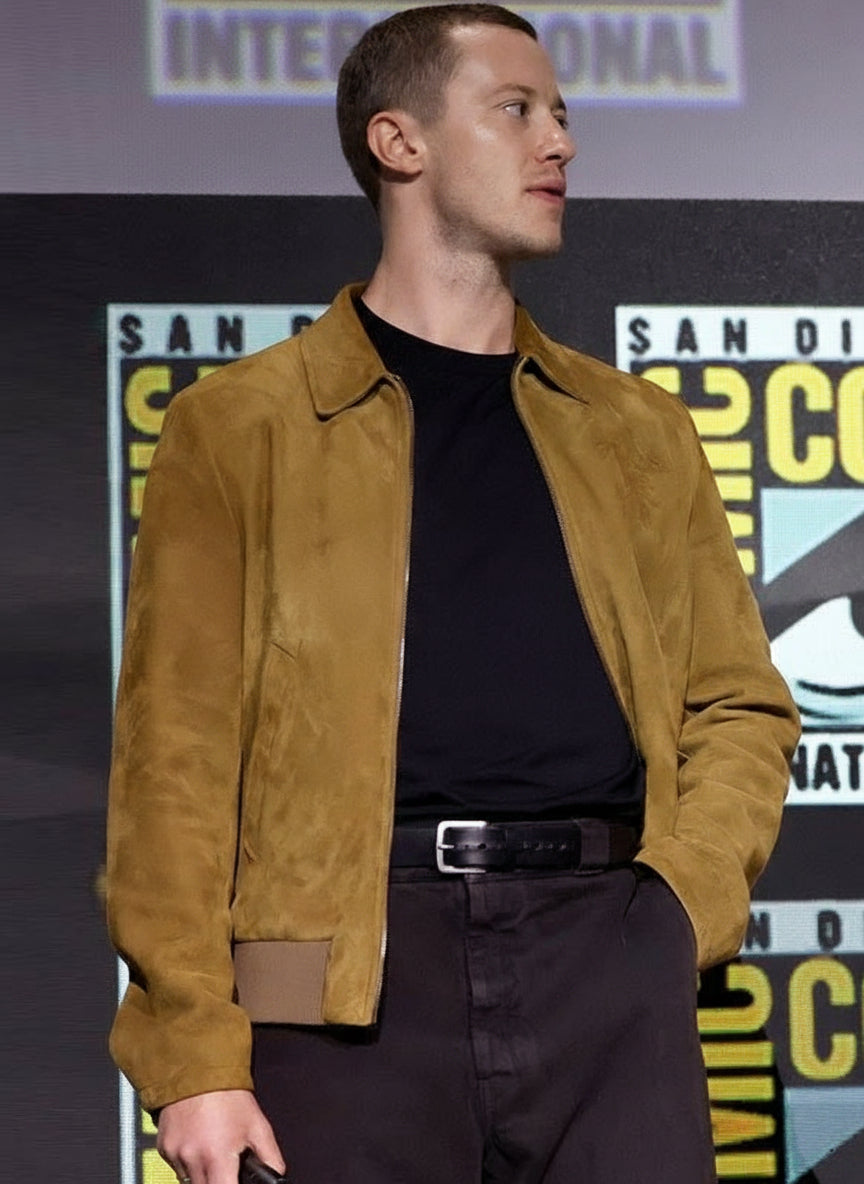 Johnny Storm Movie The Fantastic Four First Steps 2025 Joseph Quinn Brown Suede Leather Jacket