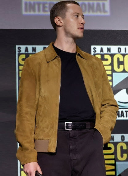 Johnny Storm Movie The Fantastic Four First Steps 2025 Joseph Quinn Brown Suede Leather Jacket