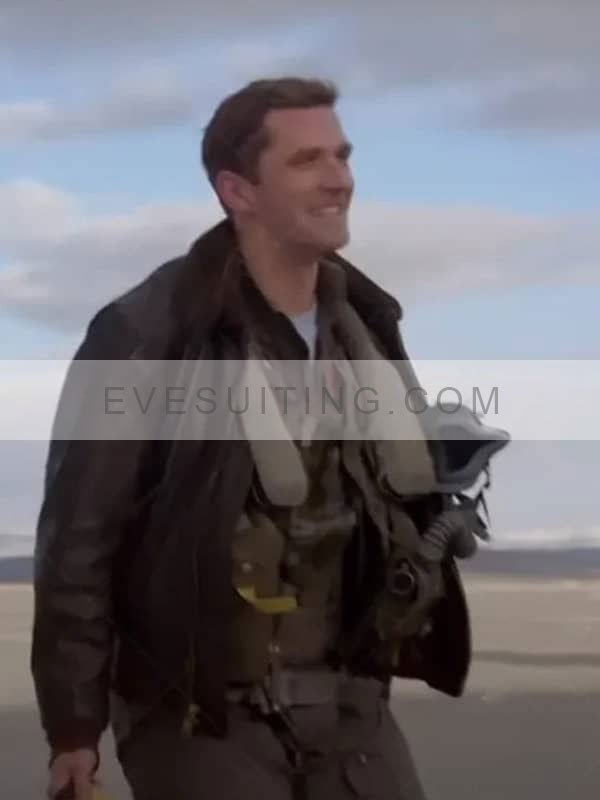 Jon Hamm Top Gun Maverick Adm Beau Simpson Brown Leather Jacket