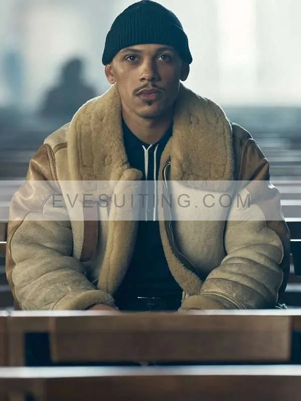 Jordan Bolger TV Series This Town 2024 Gregory Williams Shearling Leather Jacket