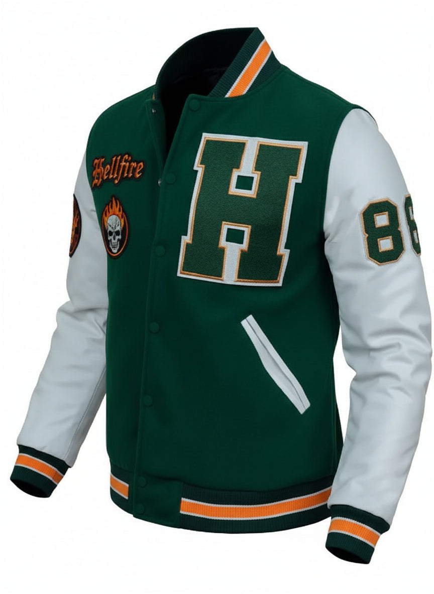 Joseph Quinn Stranger Things S04 Eddie Munson Green Letterman Jacket