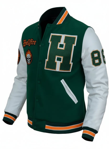Joseph Quinn Stranger Things S04 Eddie Munson Green Letterman Jacket