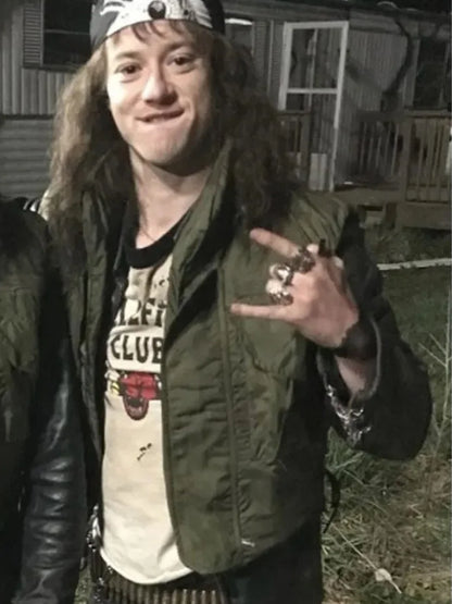 Joseph Quinn TV Series Stranger Things Eddie Munson Olive Green Vest