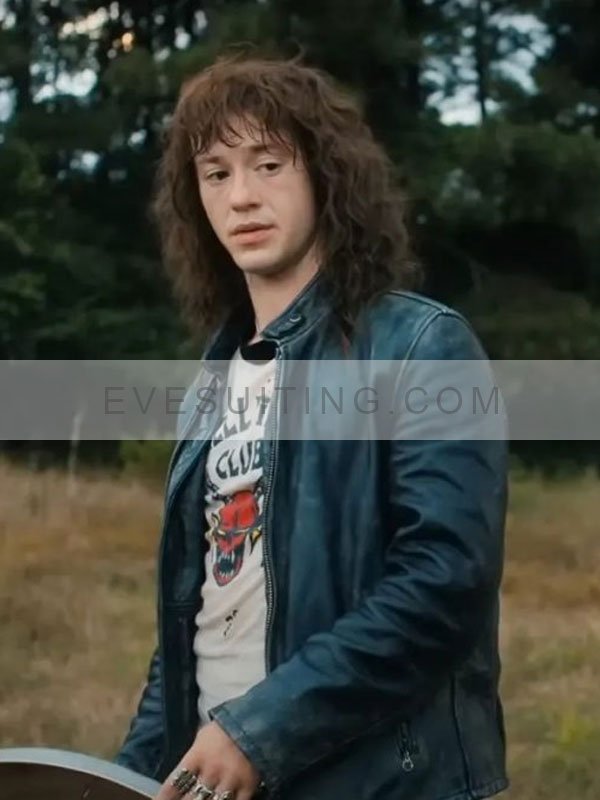 Joseph Quinn TV Series Stranger Things Eddie Munson S04 Black Leather Jacket