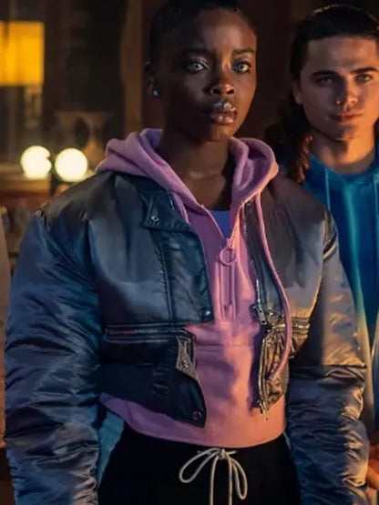 Joy Sunday Wednesday Bianca Barclay Cropped Bomber Jacket