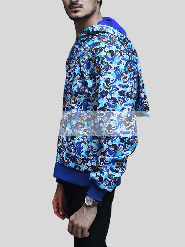 Juice Wrld Bape Armed & Dangerous Blue Fleece Hoodie