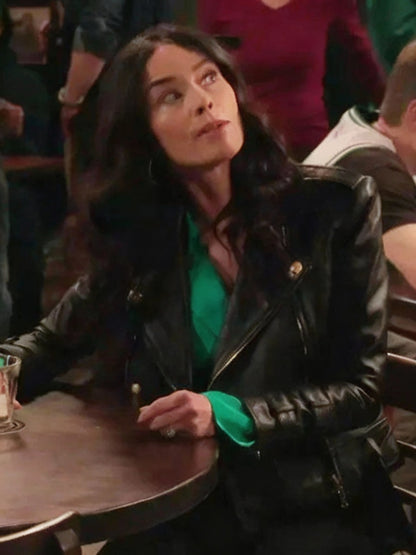 Julia Mariano TV Series Extended Family 2024 Abigail Spencer Black Leather Biker Jacket