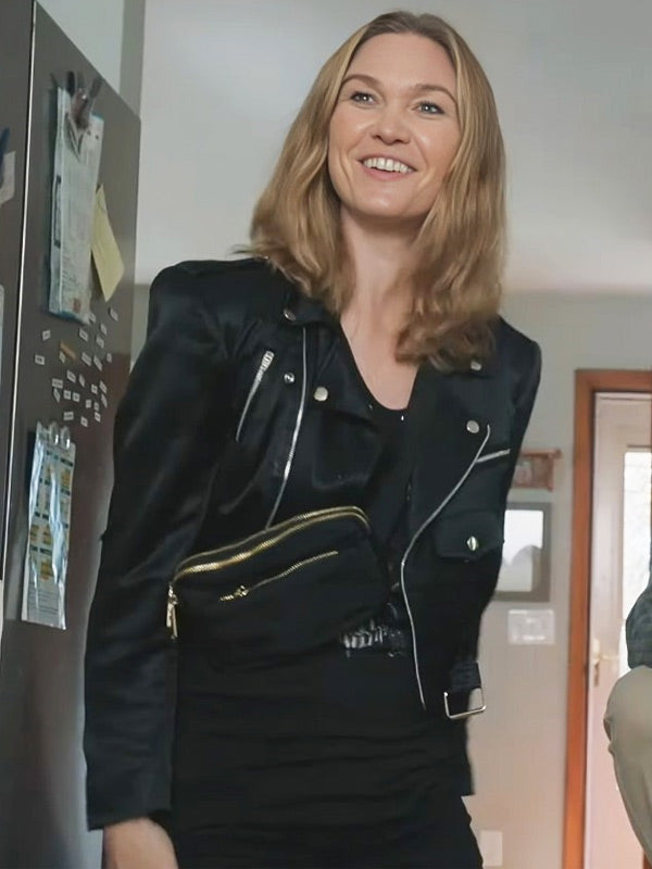 Julia Stiles Chosen Family 2024 Black Biker Jacket