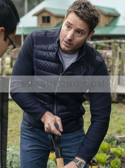 Justin Hartley Tracker Season 1 Colter Shaw Black Puffer Jacket