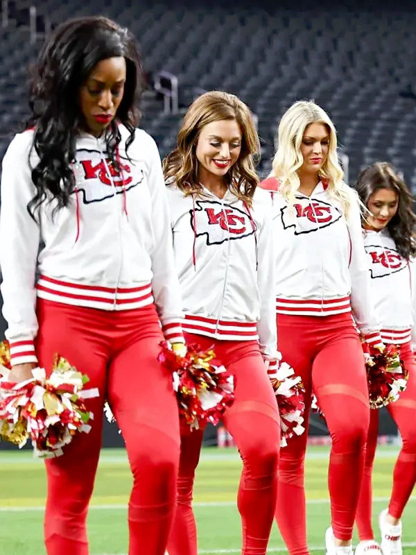 KC Chiefs Cheerleaders White Zipper Hoodie