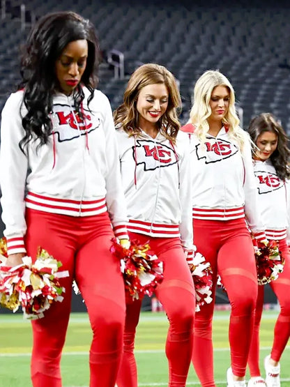 KC Chiefs Cheerleaders White Zipper Hoodie