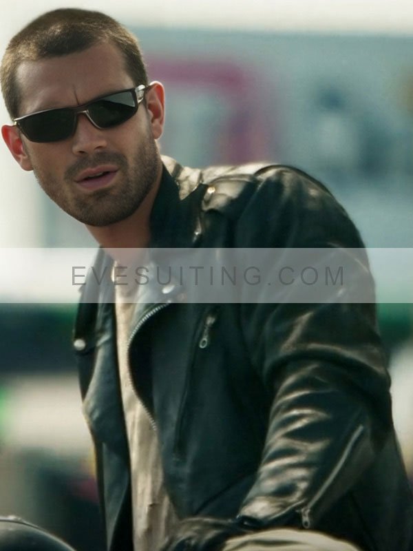 KJ Apa One Fast Move 2024 Wes Neal Black Leather Biker Jacket