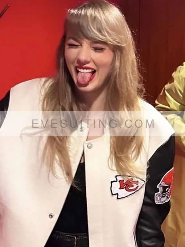 Kansas City Chiefs Taylor Swift Black And White Varsity Jacket