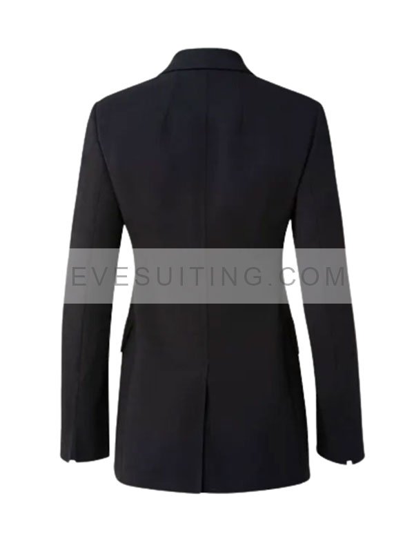 Karen Pittman Yellowstone S04 Willa Hayes Black Double-Breasted Coat