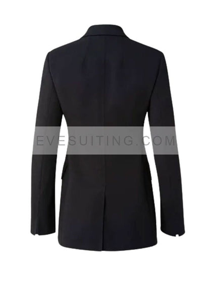 Karen Pittman Yellowstone S04 Willa Hayes Black Double-Breasted Coat