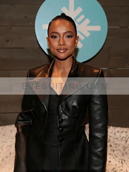 Karrueche Tran Divinity 2023 Nikita Black Leather Coat